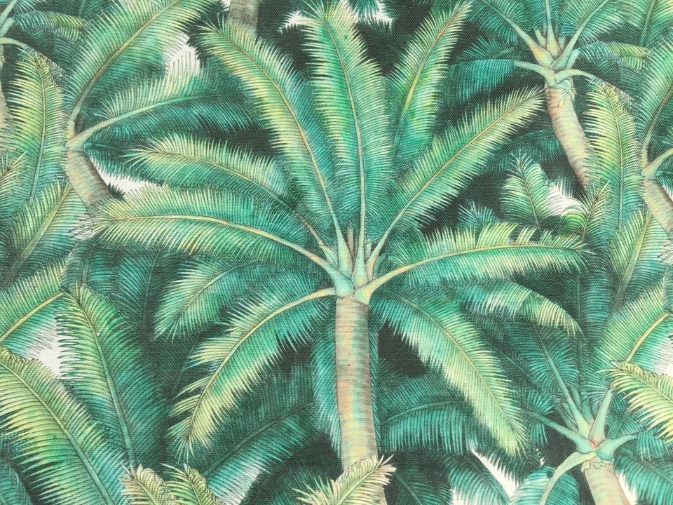 PALMS Palm Leaf Tree Fabric Tropical Leaves Curtain Material -136cm wide Green - Image 1 of 4