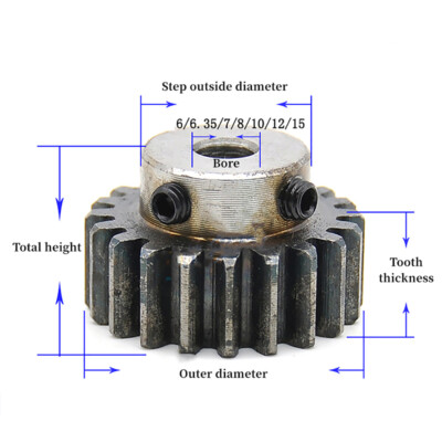 1.5 Mod Spur Gear & Gear Racks 15 - 50 Tooth Transmission Gear 45# Carbon Steel