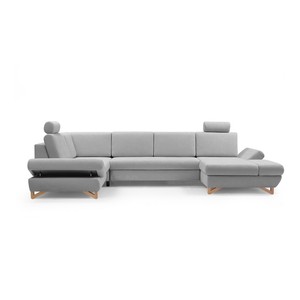 Détails Sur Canapé Dangle Panoramique Canapé Lit Tissu Touche Agreable Merida 4 Gris Clair