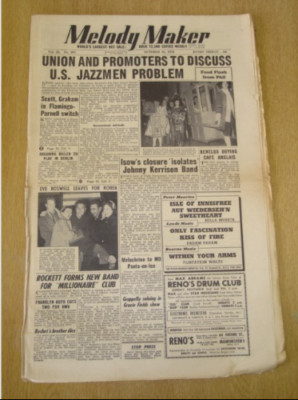MELODY MAKER 1952 OCTOBER 25 JAZZMEN CAFE ANGLAIS GRACIE FIELDS JAZZ SWING