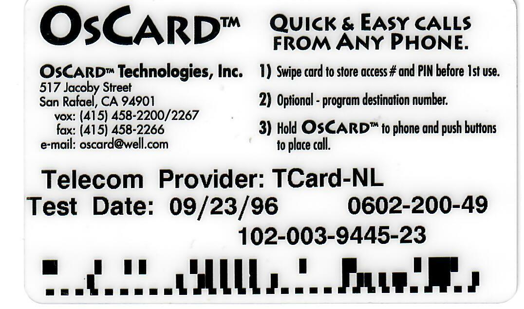 TK 553b Telefonkarte/Phonecard OsCard Promtional Card TCard-NL