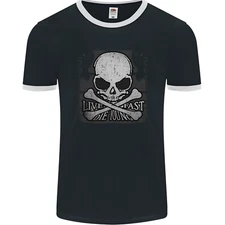 Ride Fast Biker Skull Motorcycle Guitars Rock Mens Ringer T-Shirt FotL