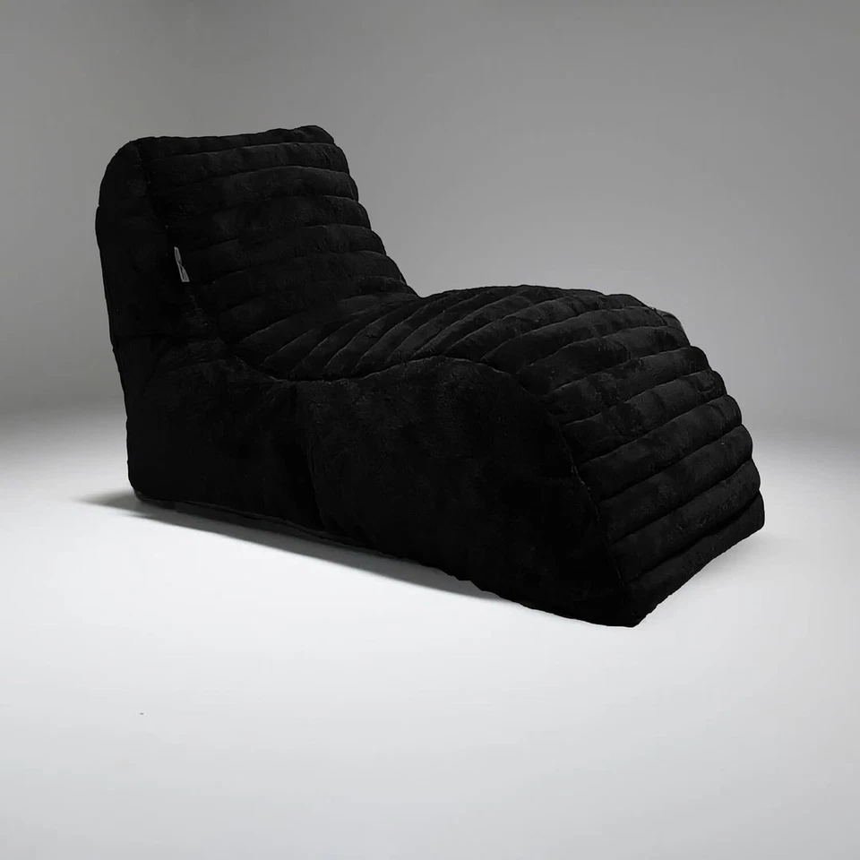 Bolsa de frijoles sillas sofá tumbona de piel bolsa de frijoles sofá solo funda sin frijoles negro Foto 3 de 4