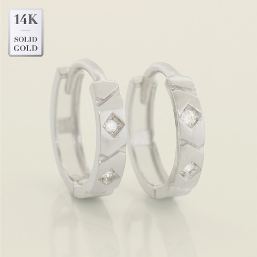 Pendientes de aro cuádruple de diamantes 14K REALES lóbulo de la oreja hélice tragus caracola clicker - Imagen 4 de 6