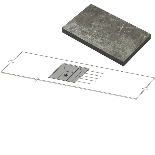Mariz Stainless Steel Sink Modules R25 - 3050 x 640 x 12mm 8 Worktop Colours - Picture 1 of 3