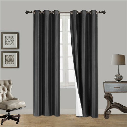 2 PANEL 100% THERMAL BLACKOUT BRONZE GROMMET WINDOW LINED PANEL CURTAIN 84"ADAM - Picture 6 of 57