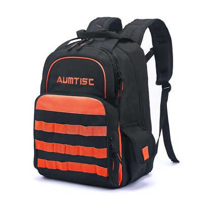 AUMTISC Tool Bag Backpack for Jobsite Tools Bag Multi-Use Pocket Organizer fo...