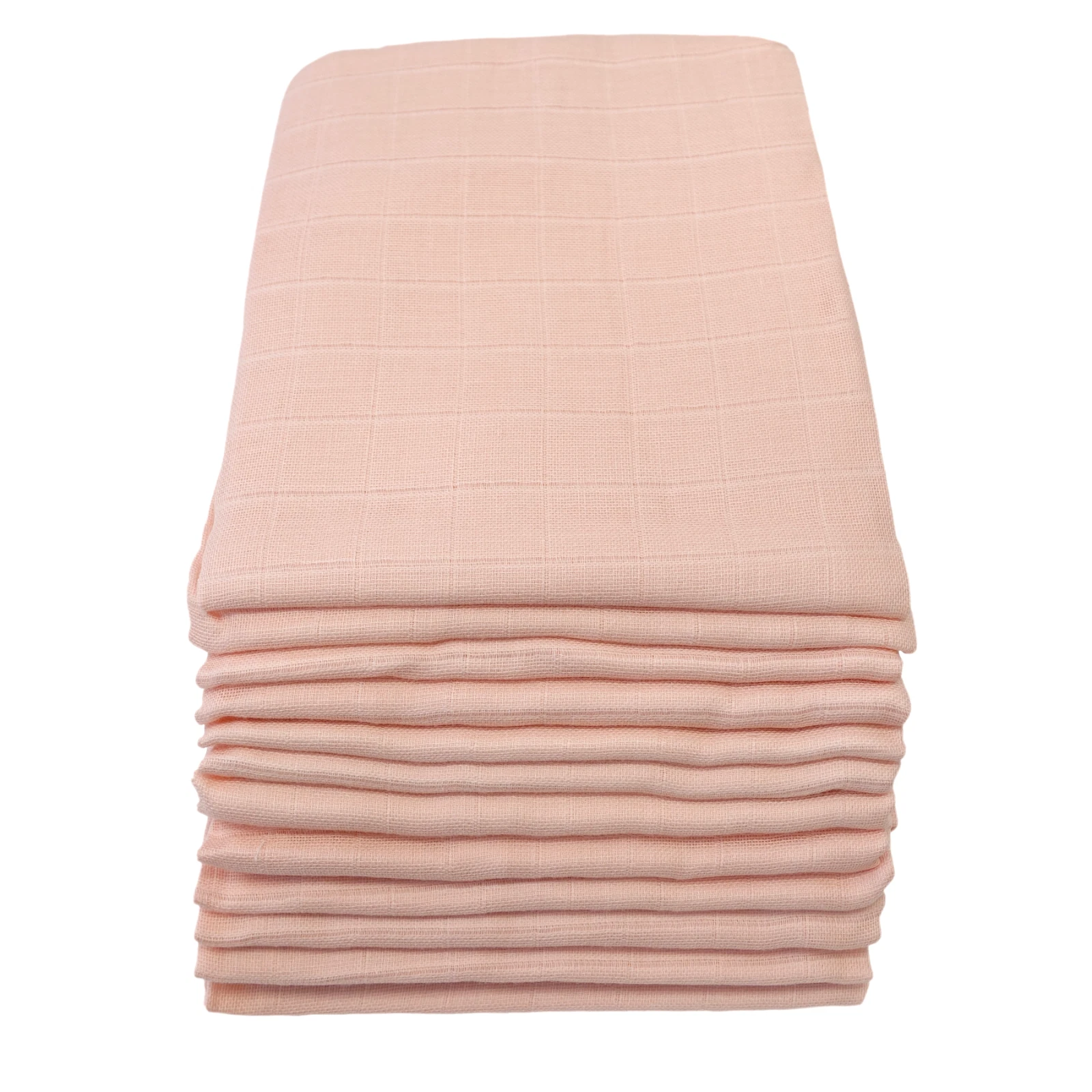 MuslinZ 12PK Baby Muslin Squares Cloths 70cms 100% Pure Soft Cotton Pale Pink