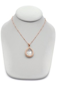 Authentic Rose Gold Plated Sterling Silver 925 Quartz Pendant Necklace 18"