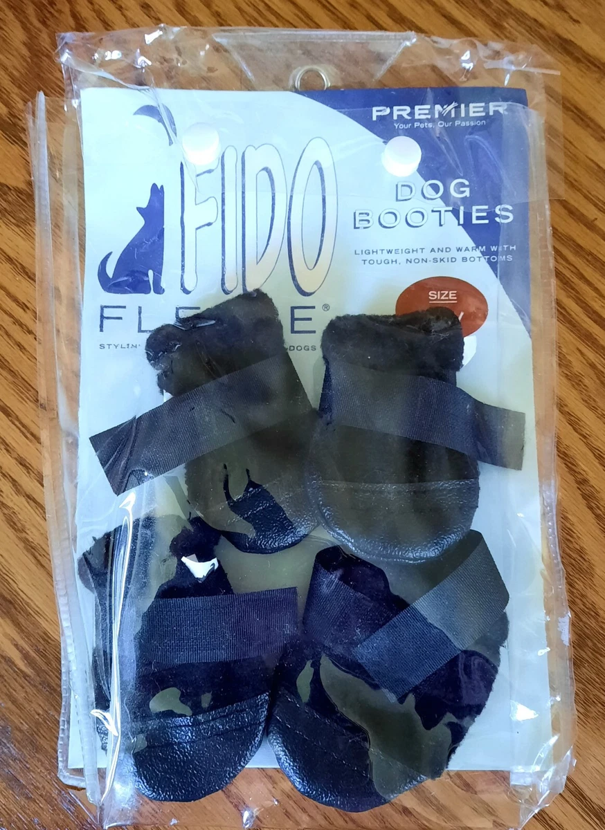 Fido Tiny Fleece Dog Booties Winter Boots Paws Outside Walk Ice Snow Protection
