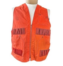 Vintage 50 s/60 s Lightly Distressed Orange PVC Hunting Vest With Game Pouch