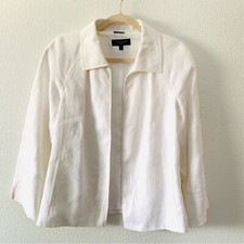 Talbots White Irish Linen Cropped Blazer
