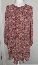 Express Womens MEDIUM Metallic Animal Printed Tiered Ruffled Dress