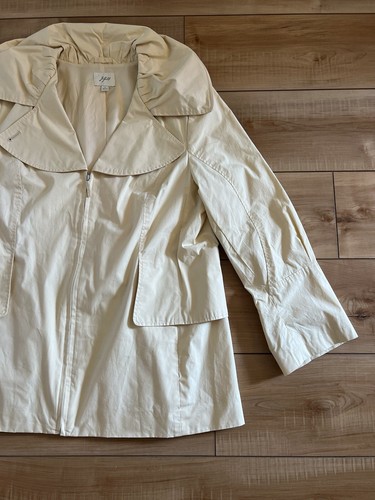 J Jill Women Pastel Yellow Rain/Light Full Zip Jacket Large Ruffle Collar - Picture 3 of 12