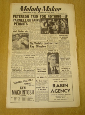 MELODY MAKER 1954 APRIL 3 NORMAN GRANZ JACK PARNELL RAY ELLINGTON JOHNNIE RAY