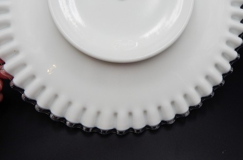 Fenton Silver Crest Milk Glass Tidbit Tray Platter Ruffle Crimped Edge 12 Inch - Picture 8 of 13