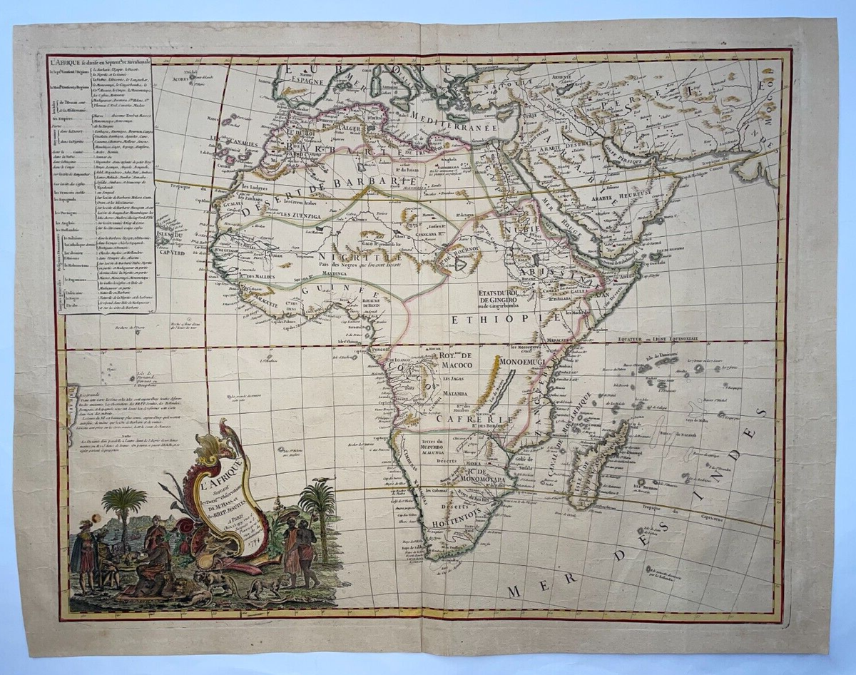 AFRICA 1774 by JEAN-BAPTISTE CREPY LARGE ANTIQUE ENGRAVED MAP 18TH