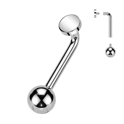 Christina Piercing aus Titan G23 Flach L-Form mit Innengewinde Kugelaufsatz