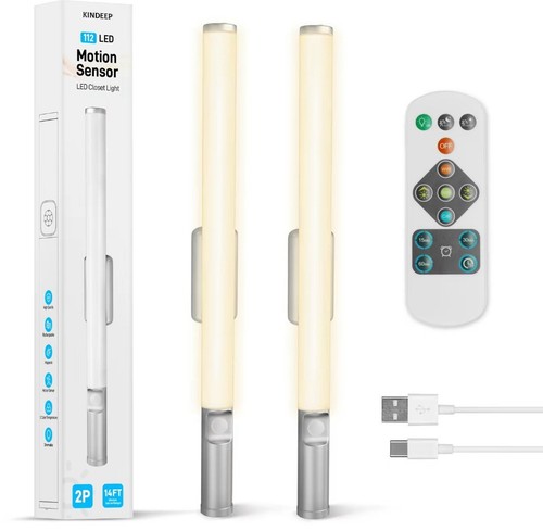 Kindeep Under Cabinet Closet 112 LED Light Motion Sensor Remote Rechargeable