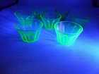 Great Set of 7 Vintage Hazel Atlas Uranium Green 2" Custard Cups