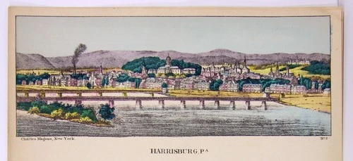 1860s CIVIL WAR ILLUSTRATED LETTER SHEET / STATIONERY HARRISBURG PENNSYLVANIA