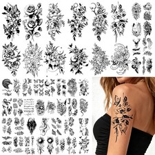 3D Flower Temporary Tattoos for Women Adults Realistic Personalized Fake