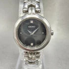 Seiko Watch Women 20mm Black Dial Silver Tone Round 1n00-0pg0 New Battery
