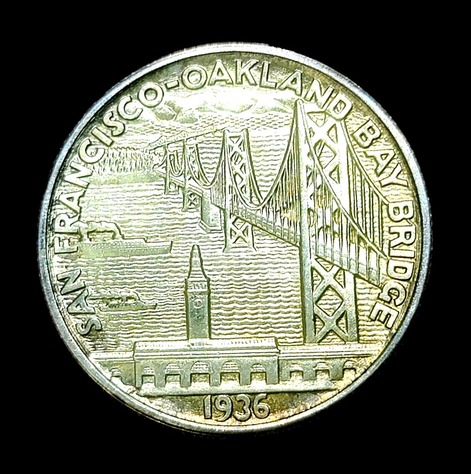 1936 S - UNCIRCULATED Bay Bridge Commemorative Silver Half Dollar Coin 50C - Image 2 of 3