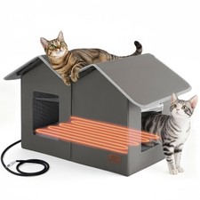 Bedsure Heated Outdoor Cat House-Extra Wide Weatherproof and Warming Grey