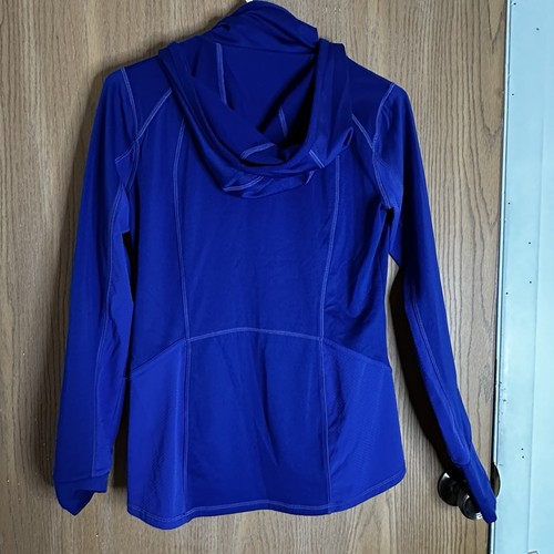 Athleta Damen Top Gr. XS Stretch Hoodie Daumenschlaufe Athleisure Taschen blau - Bild 5 von 10