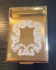 Vintage Richard Hudnut Gold Compact Mirror & Lipstick Powder Puff Cover
