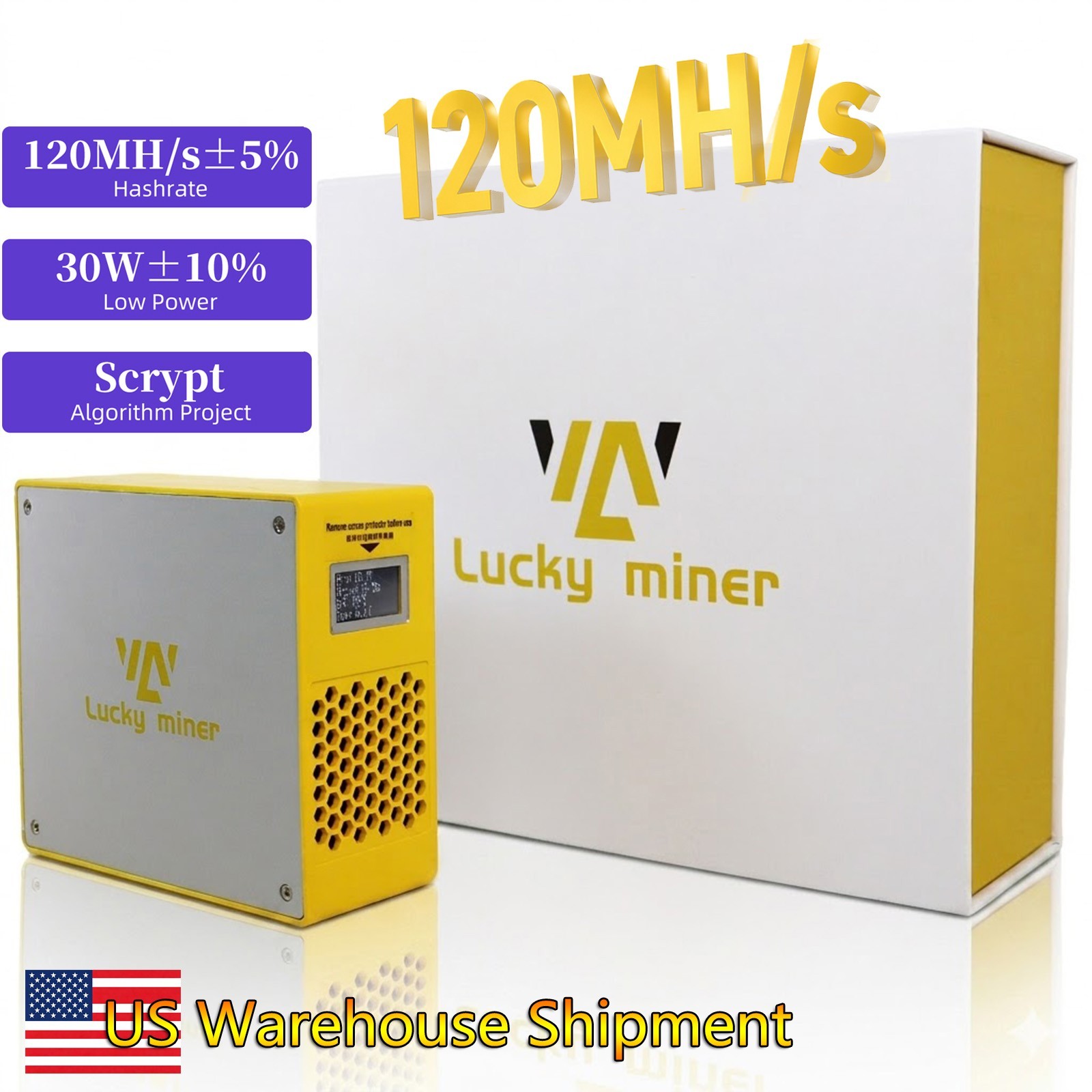 Lucky Miner LG07Pro 120MH/s Scrypt Miner LTC DOGE Quiet Home Desktop Mining Mach