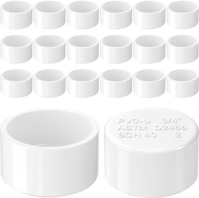 PVC Cap 3/4 Inch, Fits Standard 3/4'' SCH 40 Pipe with 1.05'' OD, White Furniture