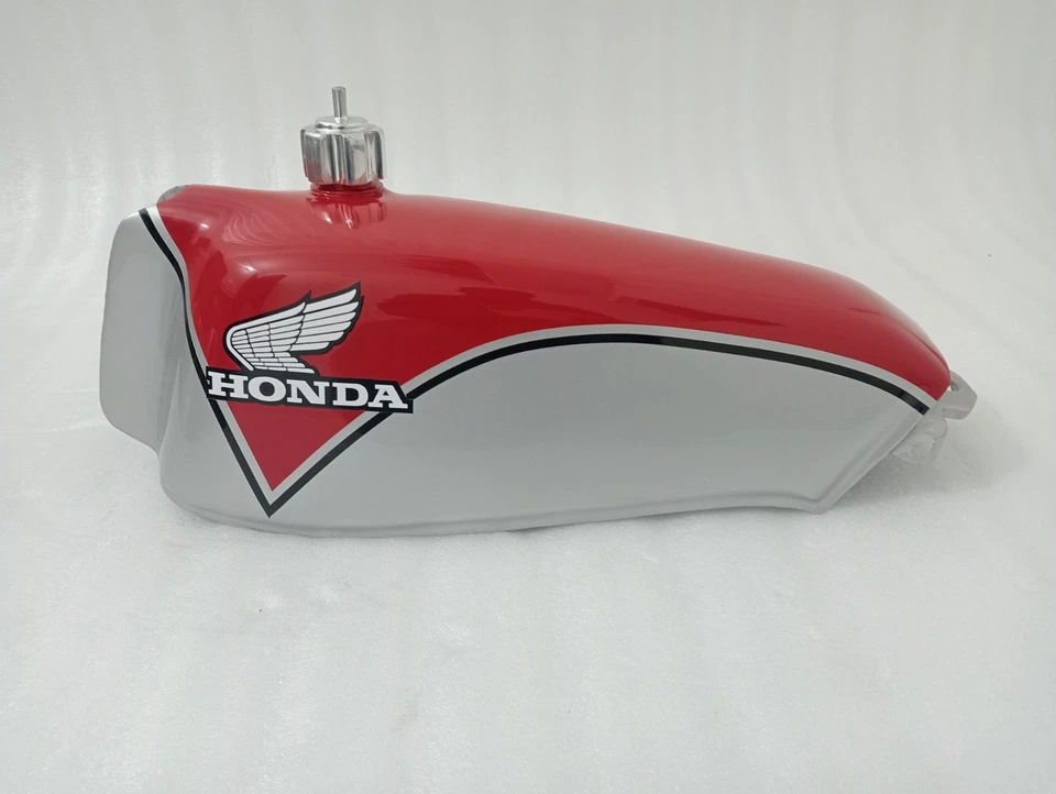 Honda TL250 TL 250 Trials 1975-76 rojo y plata acero combustible gasolina tanque + tapa Foto 2 de 4