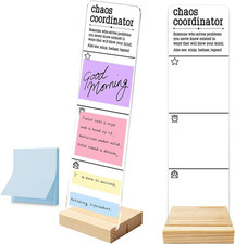 Monitor Memo Board with Removable Wooden Base Acrylic Portable Sticky Note Holde