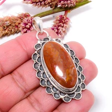 Red And Yellow Jasper - Indonesia 925 Sterling Silver Bali Pendant 2.26" Sku42