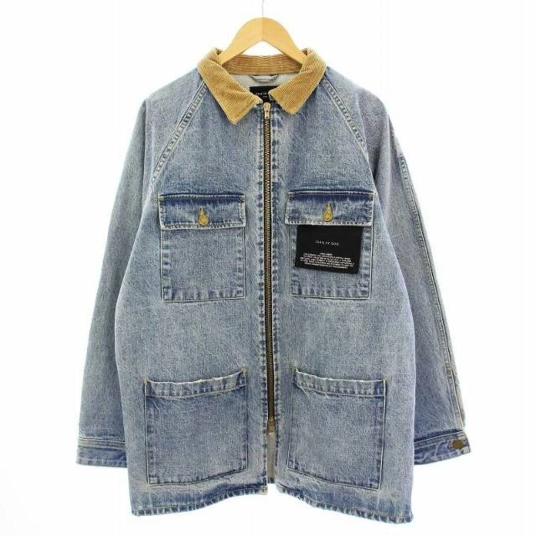 Giacca lunga denim collo velluto a coste Fear of God vintage colore indaco jeans G L usata