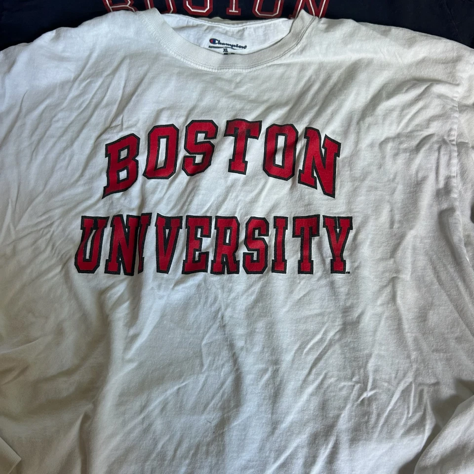 Champion Boston University white 2 black Men's Cotton T-shirts with Long Sleeves - Image 2 of 4