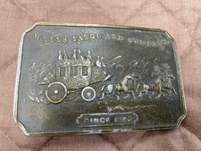 Vintage " Wells Fargo and Company Since 1852 " Brass Belt Buckle