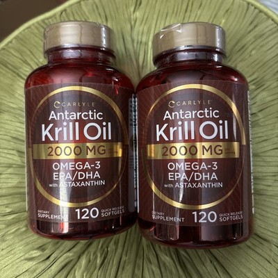 Carlyle Antarctic Krill Oil 2000mg/2x120=240 Softgels/Omega-3/Exp 5-27/Good buy!