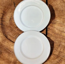 Discontinued Pottery Barn Enamelware Chargers Plates 12” White Set x2 Partyware