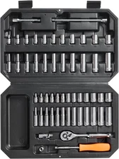 Socket Set, 1/4 Inch Drive Socket and Ratchet Set, 6-Point Socket Opening, 54 Pi