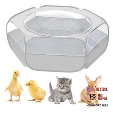 UWE Small Animal Playpen, Chicken Brooder Box with Cover Top, Portable Grey