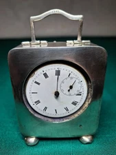 Antique Charles S. Green & Co. Miniature Carriage Clock/Sterling Birmingham 1911