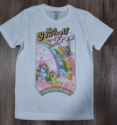 My Little Pony T-Shirt '' Let Yourself Be Free'' Retro 80's Style White Size M...