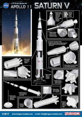 m*n様 NASA SATURN V プラモデル 1/72 未組立 Apollo 11 Saturn V Spacecraft Model Kit - 1/72 Scale by Dragon