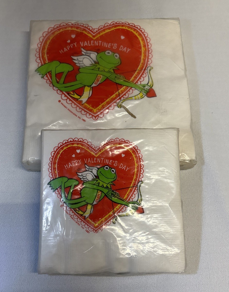 VTG Kermit The Frog Happy Valentines Day 1981 Napkin Lot Hensen