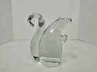 HTF Vintage MCM Blenko Glass 76S Crystal Squirrel Figurine Paperweight W/label