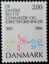 TIMBRE du DANEMARK - CLUBS de TIR, GYMNASTIQUE et SPORT N°875 NEUF ** LUXE MNH