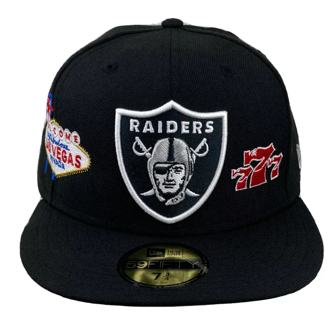 New Era Las Vegas Raiders hat NFL59Fifty fitted Black Custom Embroidery  size73/4